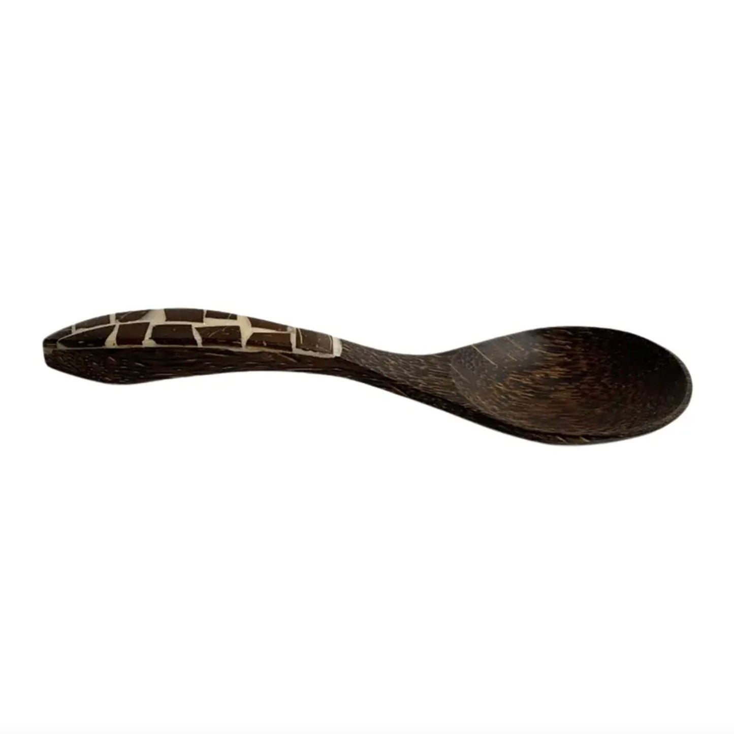 Coconut Wood Serving Spoon with Coconut Inlay